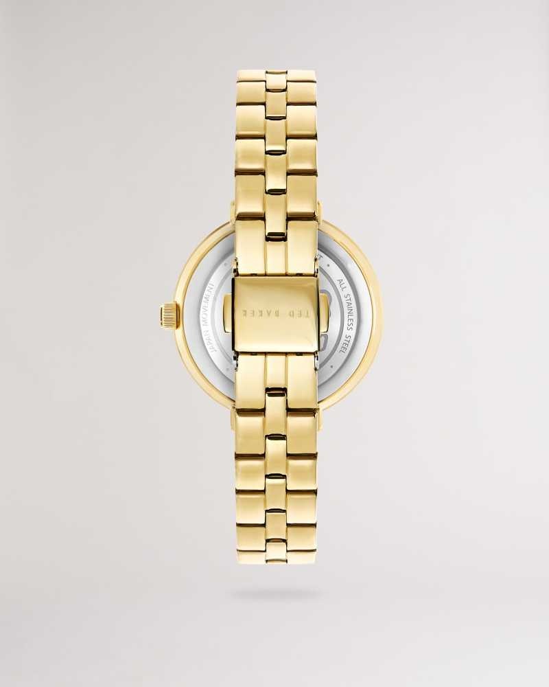 Gold Colour Ted Baker Lesedot Floral Dial Watch With Stainless Steel Bracelet | US0002048