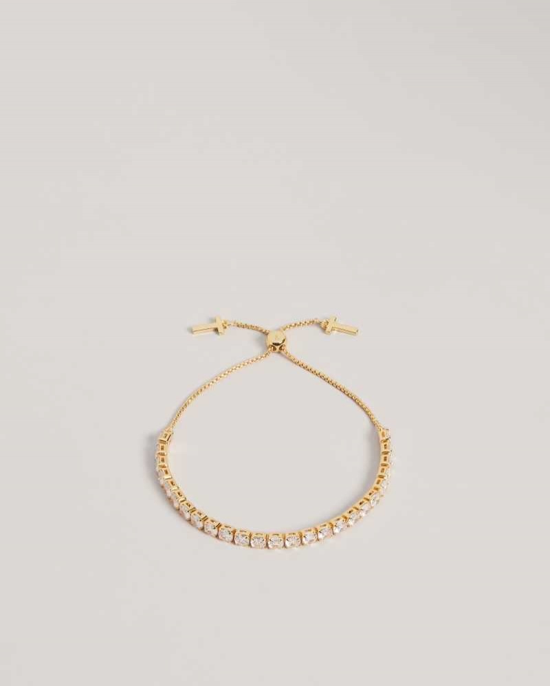 Gold Colour Ted Baker Melrah Crystal Drawstring Bracelet Bracelets | US0001746