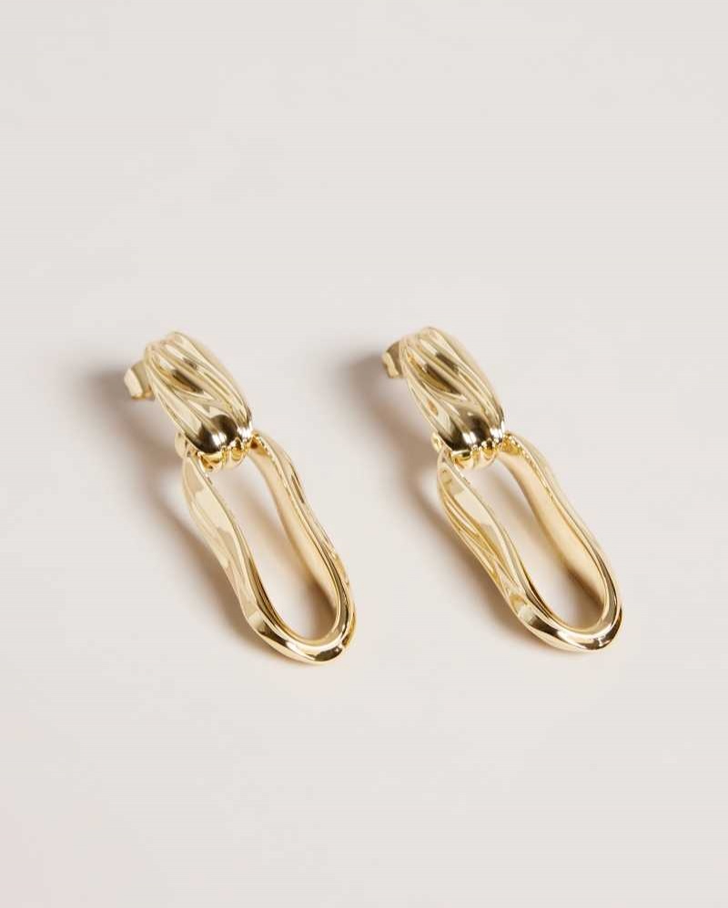 Gold Colour Ted Baker Rendali Ripple Chain Drop Earrings Earrings | US0001835