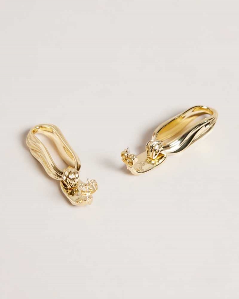 Gold Colour Ted Baker Rendali Ripple Chain Drop Earrings Earrings | US0001835