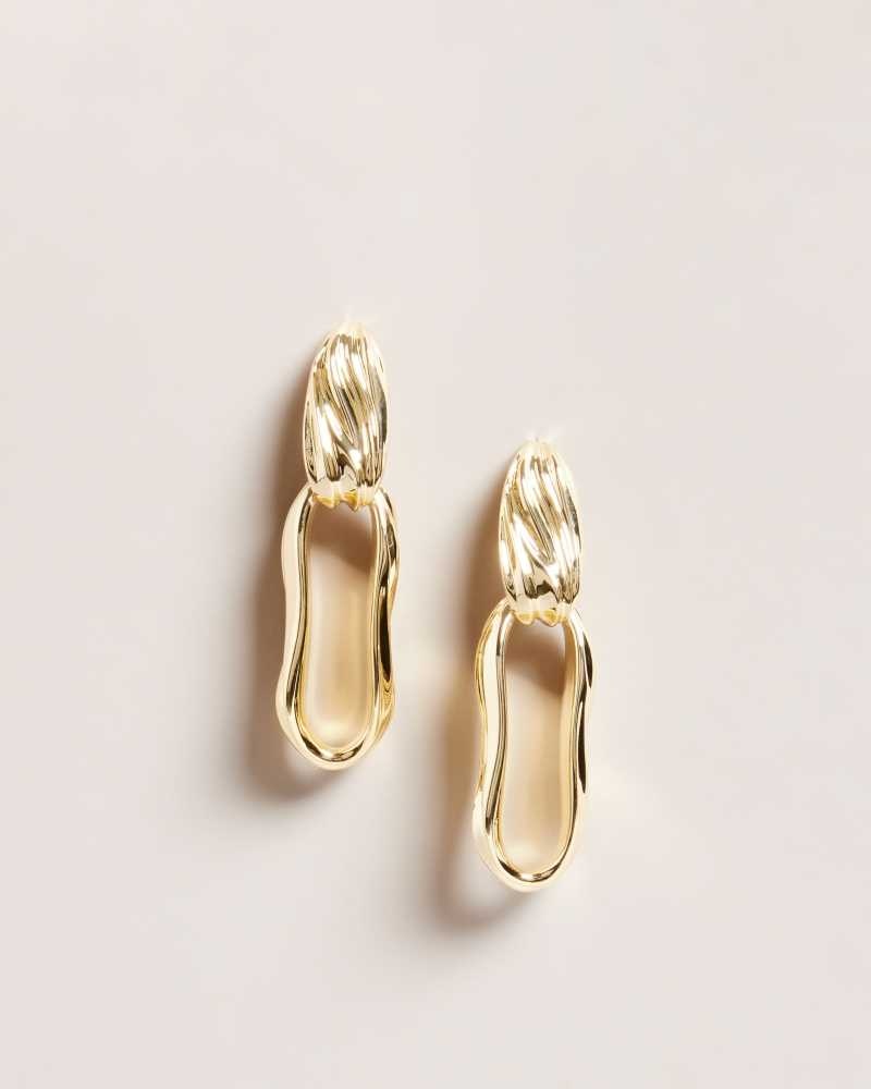 Gold Colour Ted Baker Rendali Ripple Chain Drop Earrings Earrings | US0001835