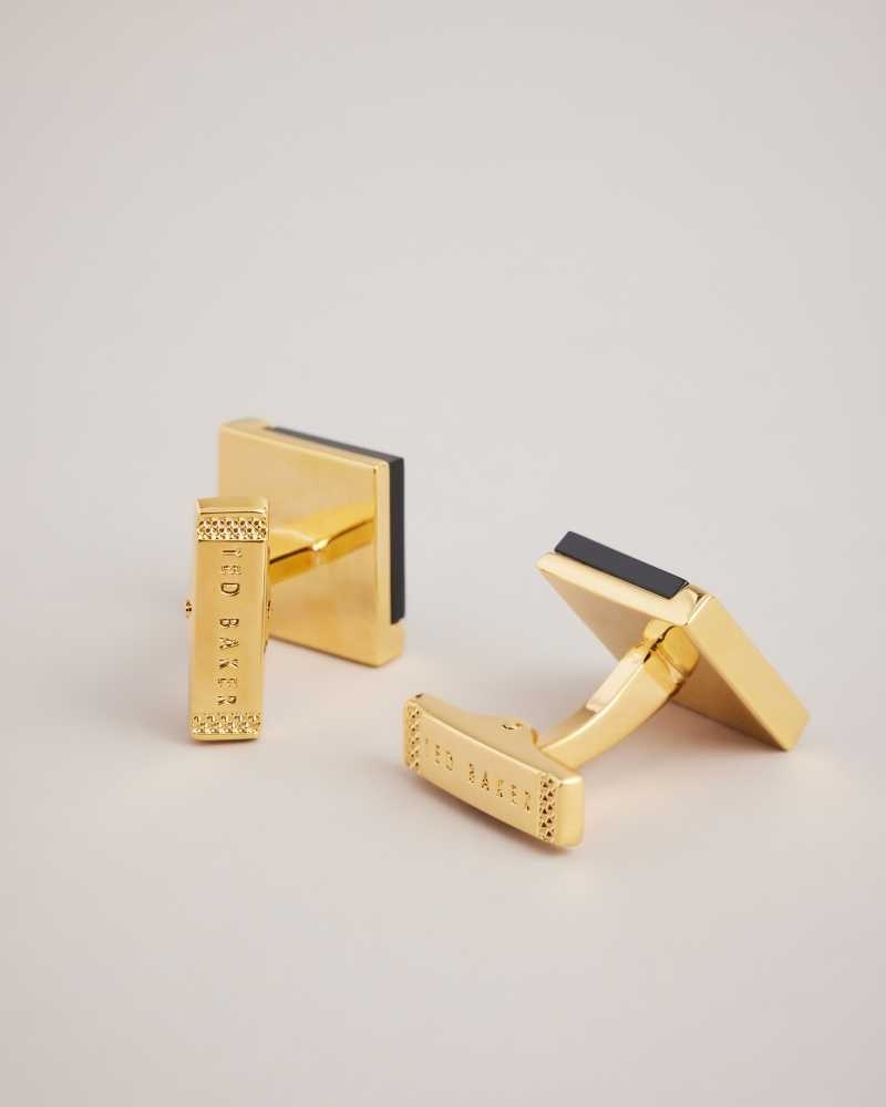 Gold Colour Ted Baker Resinn Square Cufflinks | US0001672