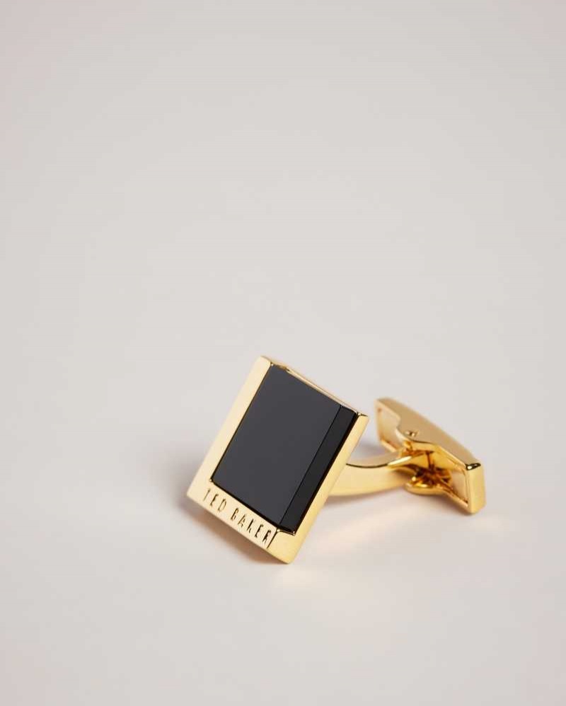 Gold Colour Ted Baker Resinn Square Cufflinks | US0001672