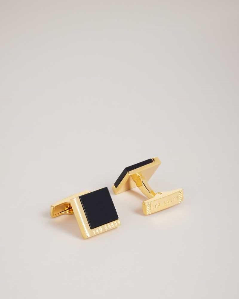 Gold Colour Ted Baker Resinn Square Cufflinks | US0001672