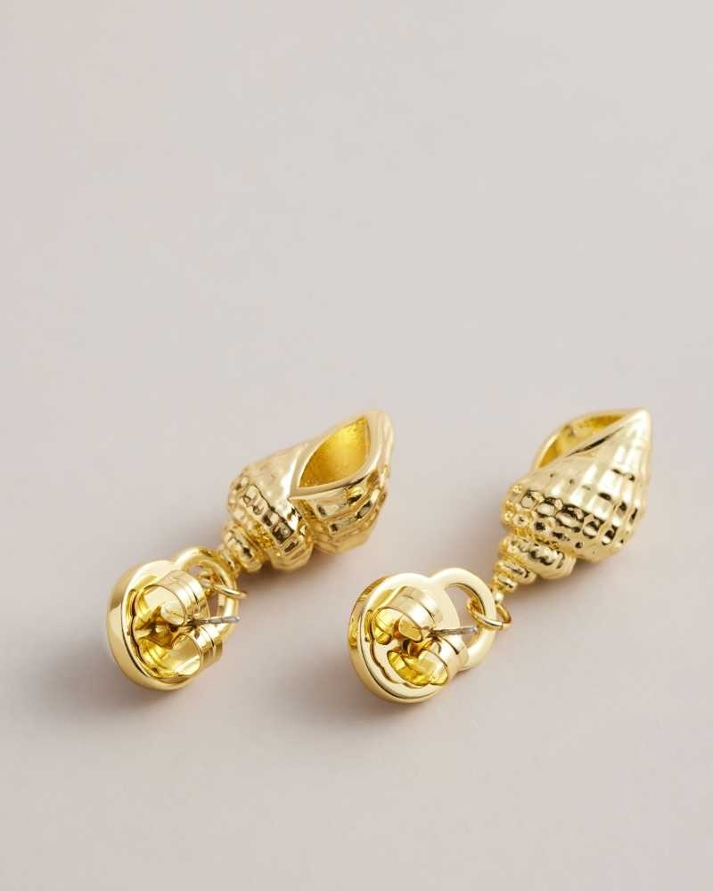 Gold Colour Ted Baker Solele Spiral Shell Drop Earrings Earrings | US0001804