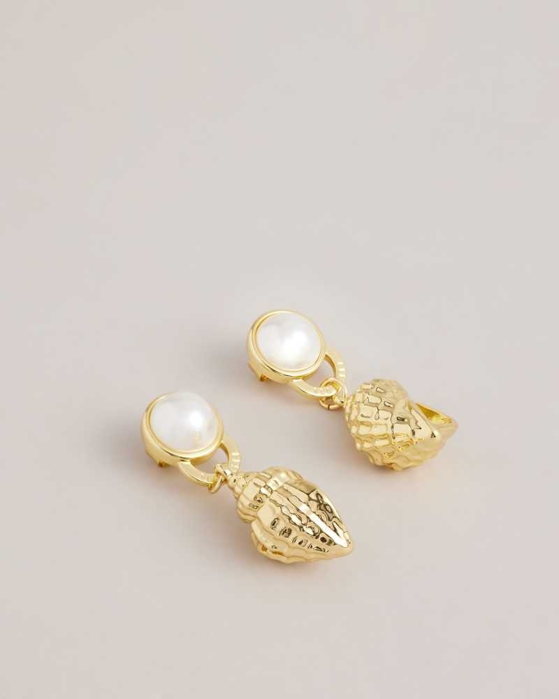 Gold Colour Ted Baker Solele Spiral Shell Drop Earrings Earrings | US0001804