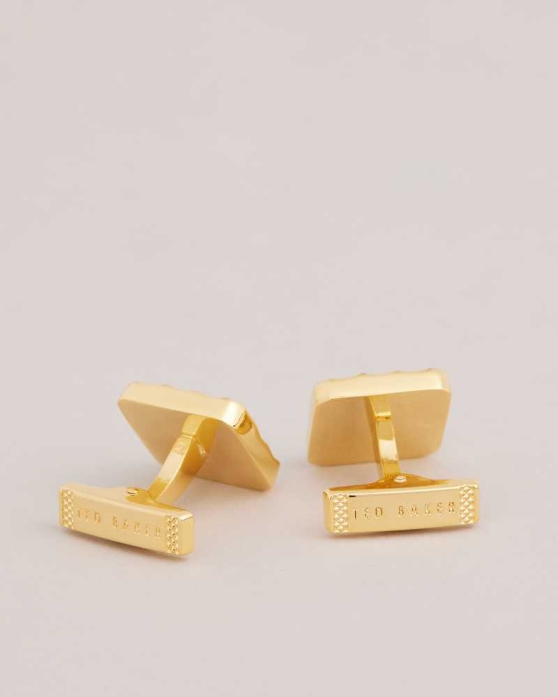 Gold Ted Baker Hammrd Hammered Cufflinks | US0001664