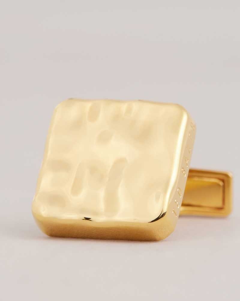 Gold Ted Baker Hammrd Hammered Cufflinks | US0001664