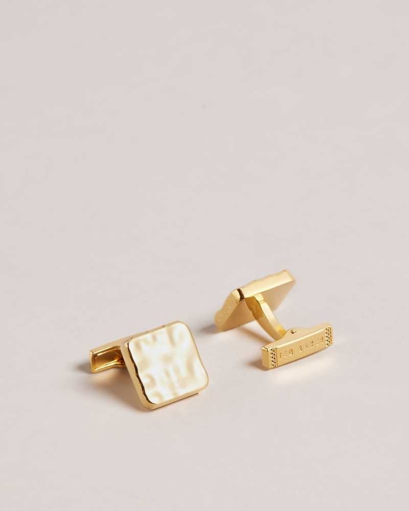 Gold Ted Baker Hammrd Hammered Cufflinks | US0001664