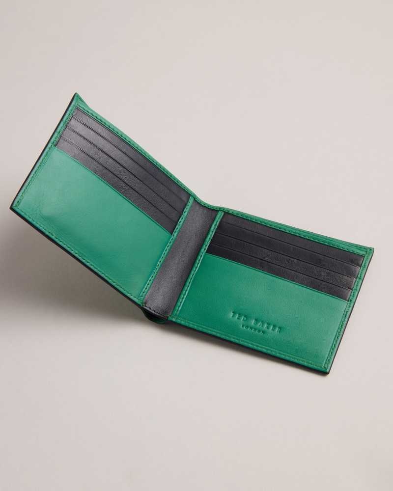 Green Ted Baker Breaker Leather Bifold Wallet Wallets | US0001545