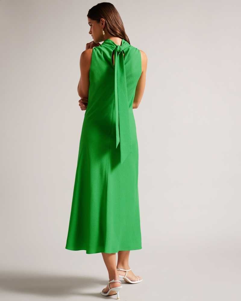 Green Ted Baker Eleanar Cowl Neck Sleeveless Midi Slip Dresses | US0000104