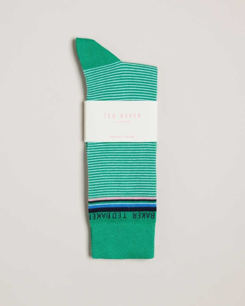 Green Ted Baker Finestr Fine Striped Socks | US0001927