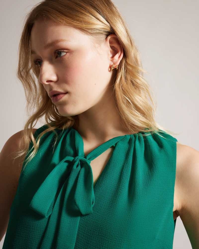 Green Ted Baker Lydhia Sleeveless Top With Tie Detail | US0001005