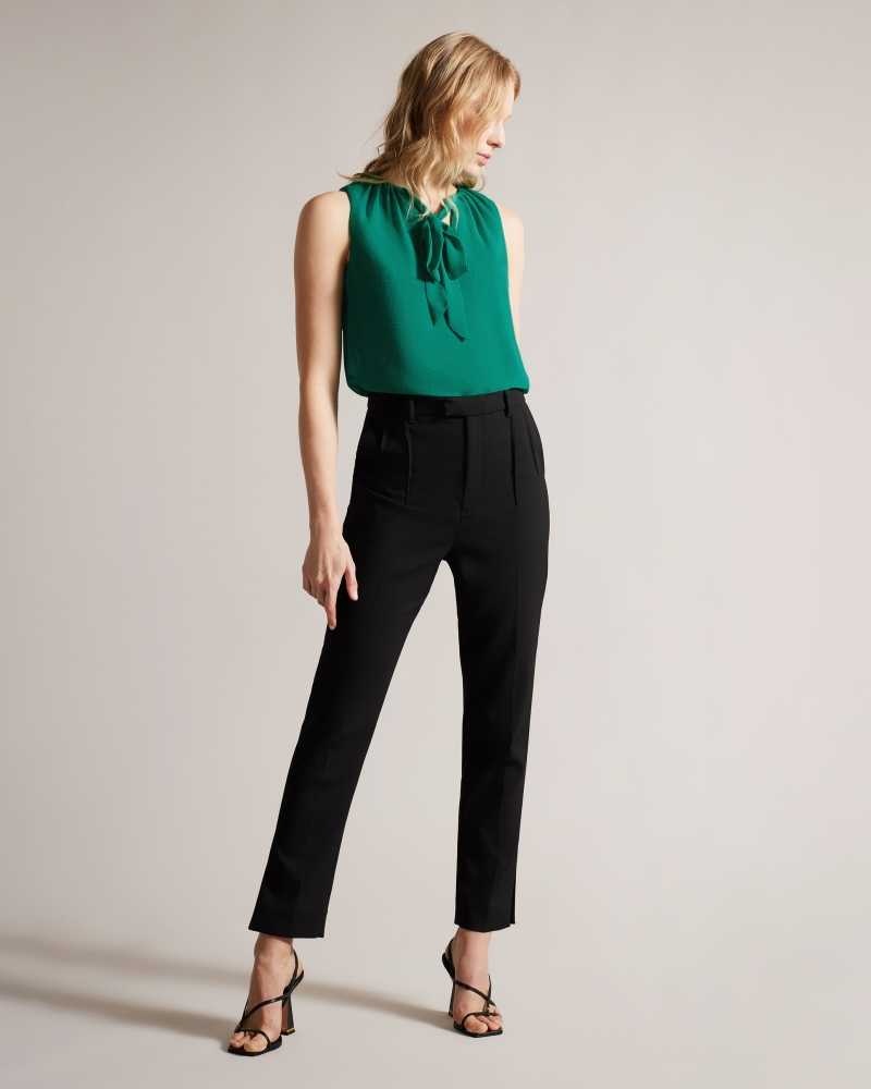 Green Ted Baker Lydhia Sleeveless Top With Tie Detail | US0001005