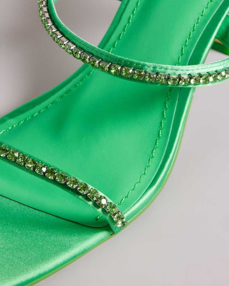 Green Ted Baker Rinita Diamante Satin Kitten Heel Sandals | US0002134