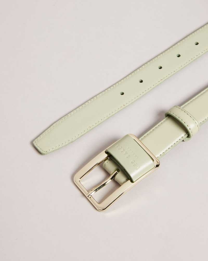 Green Ted Baker Saaman Leather Loop Buckle Belt | US0001626