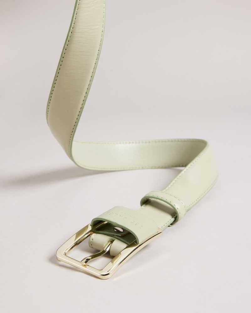 Green Ted Baker Saaman Leather Loop Buckle Belt | US0001626