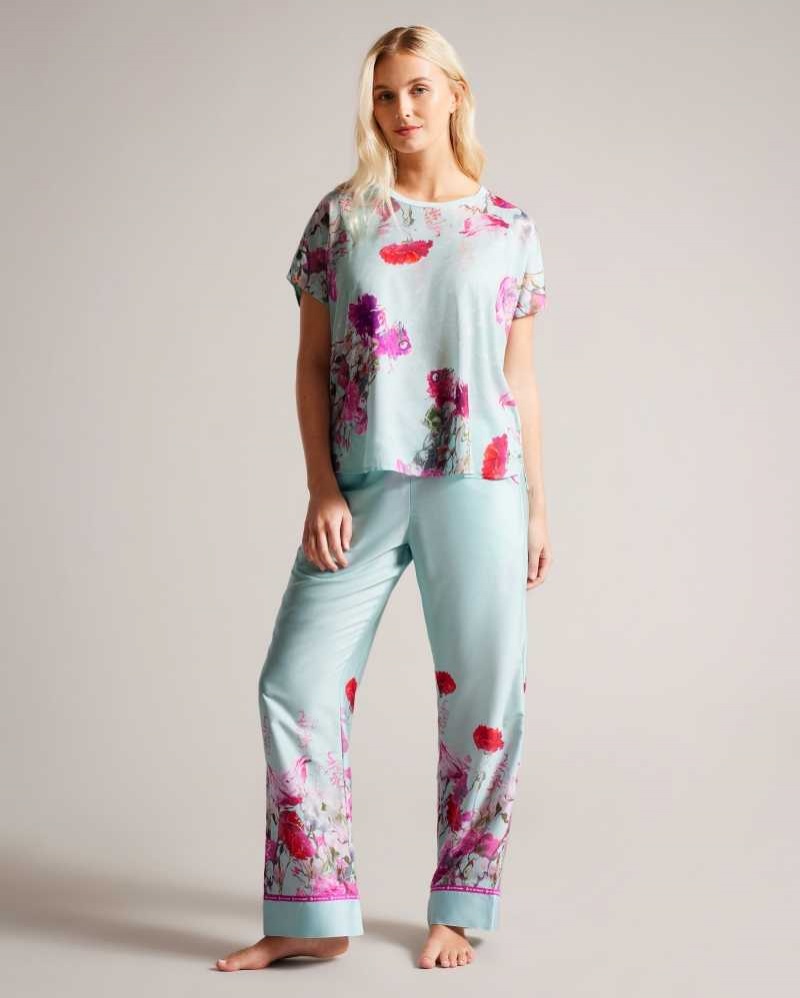 Green Ted Baker Sopiyaa Floral T-Shirt And Trousers Pyjama Set | US0000472