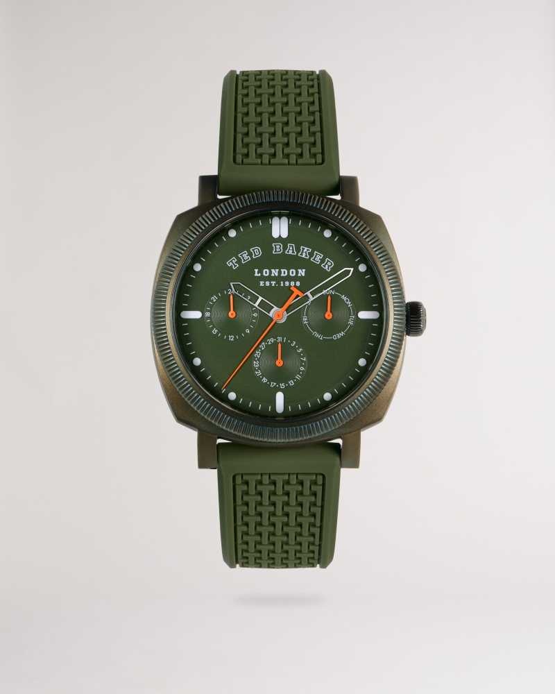 Green Ted Baker Tima Textured Silicone Strap Watch | US0001972