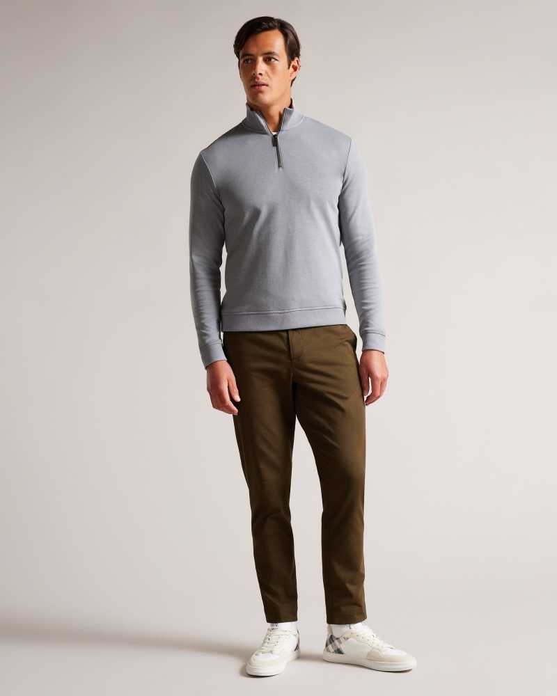 Grey Marl Ted Baker Antram Half Zip Funnel Neck Pullover | US0000983