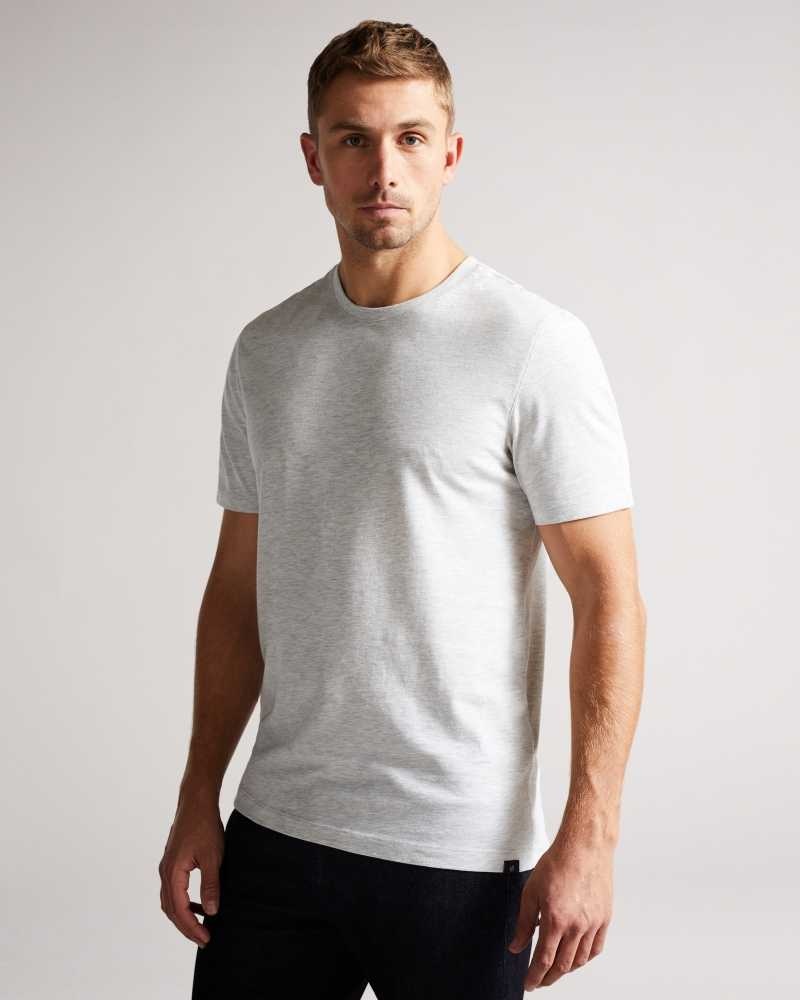 Grey Marl Ted Baker Hawking Short Sleeve Plain T-Shirt | US0000916