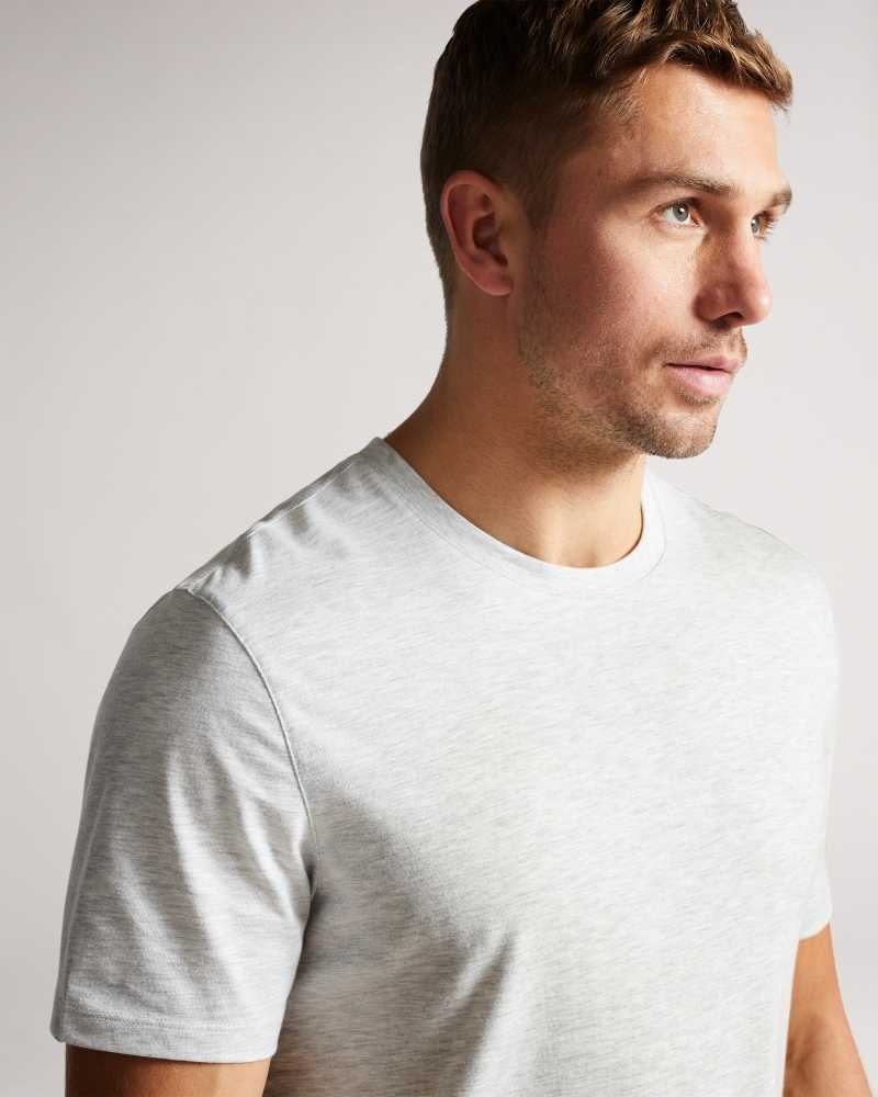 Grey Marl Ted Baker Hawking Short Sleeve Plain T-Shirt | US0000916