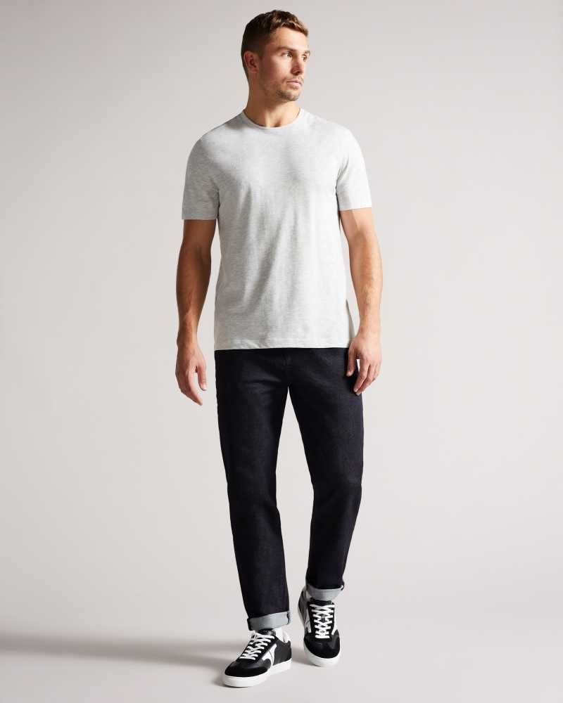 Grey Marl Ted Baker Hawking Short Sleeve Plain T-Shirt | US0000916