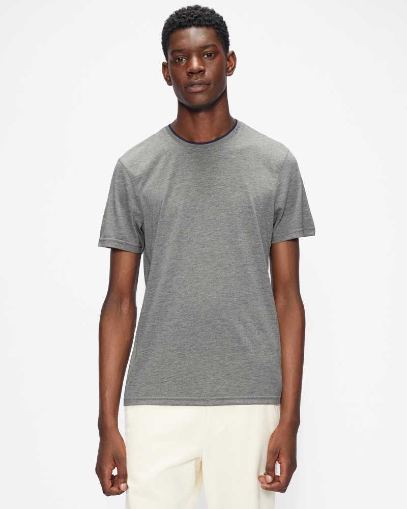 Grey Marl Ted Baker Helpa Short Sleeve T-Shirt | US0000875