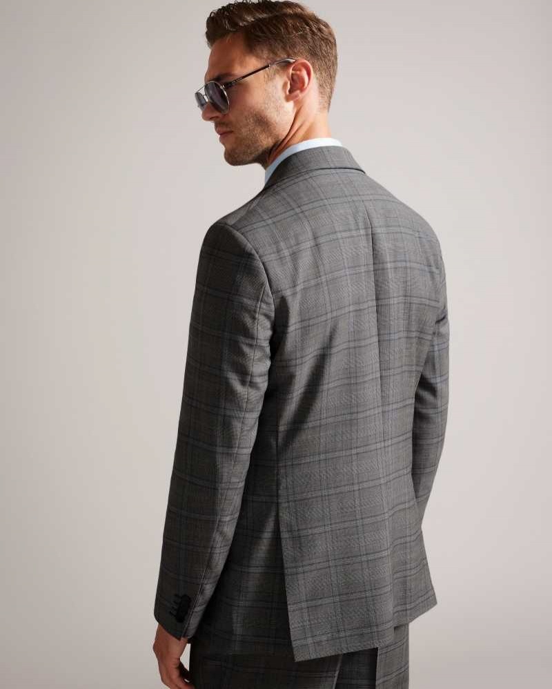 Grey Ted Baker Culborj Regular Fit Wool Check Suit Jacket Jackets | US0000228