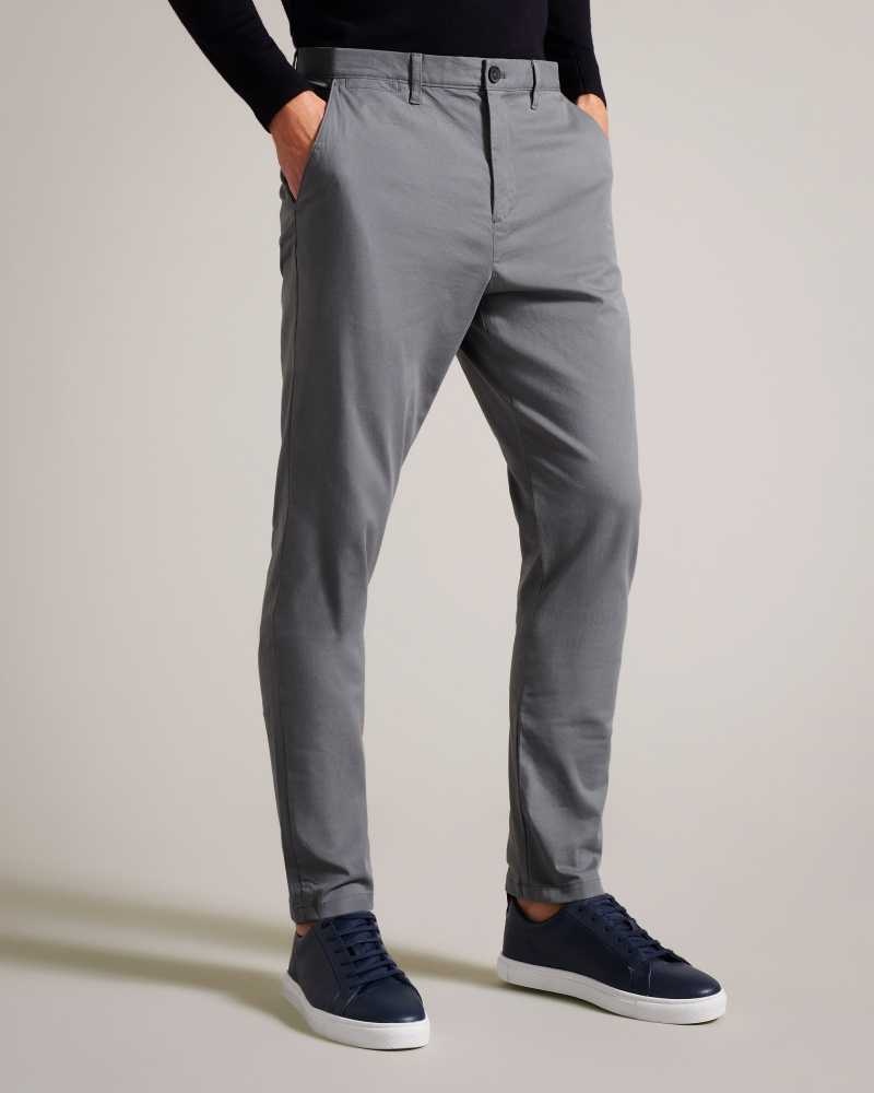 Grey Ted Baker Ryce Slim Fit Lyocell Blend Chinos Chinos | US0001187