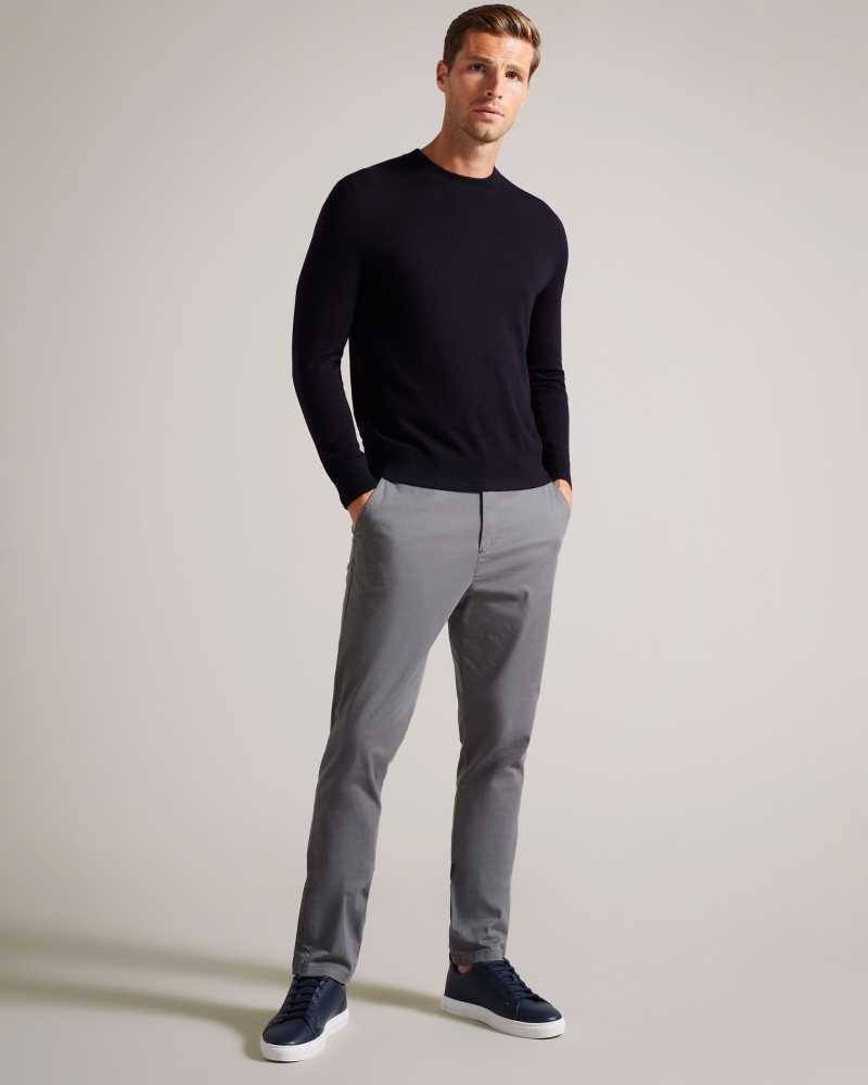 Grey Ted Baker Ryce Slim Fit Lyocell Blend Chinos Chinos | US0001187