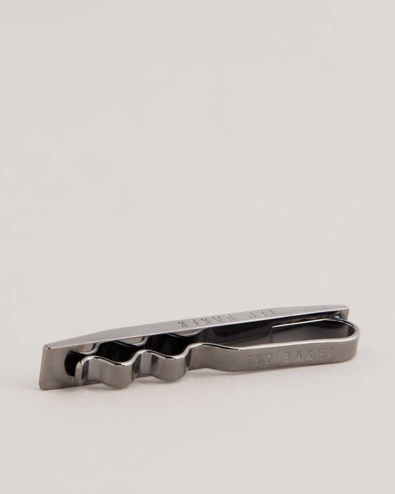 Gunmetal Colour Ted Baker Presbar Marbled Tie Bar | US0001678