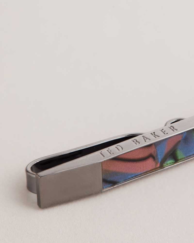 Gunmetal Colour Ted Baker Presbar Marbled Tie Bar | US0001678