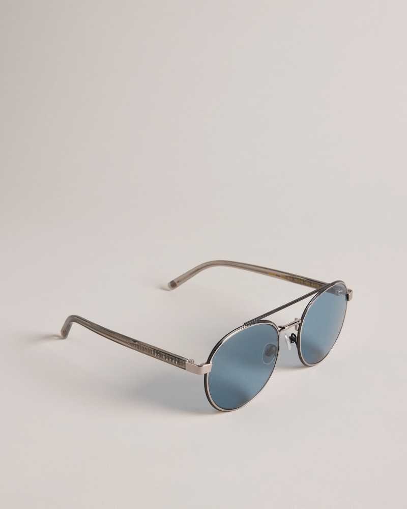 Gunmetal Ted Baker Jaasper Metal Aviator Sunglasses | US0001995