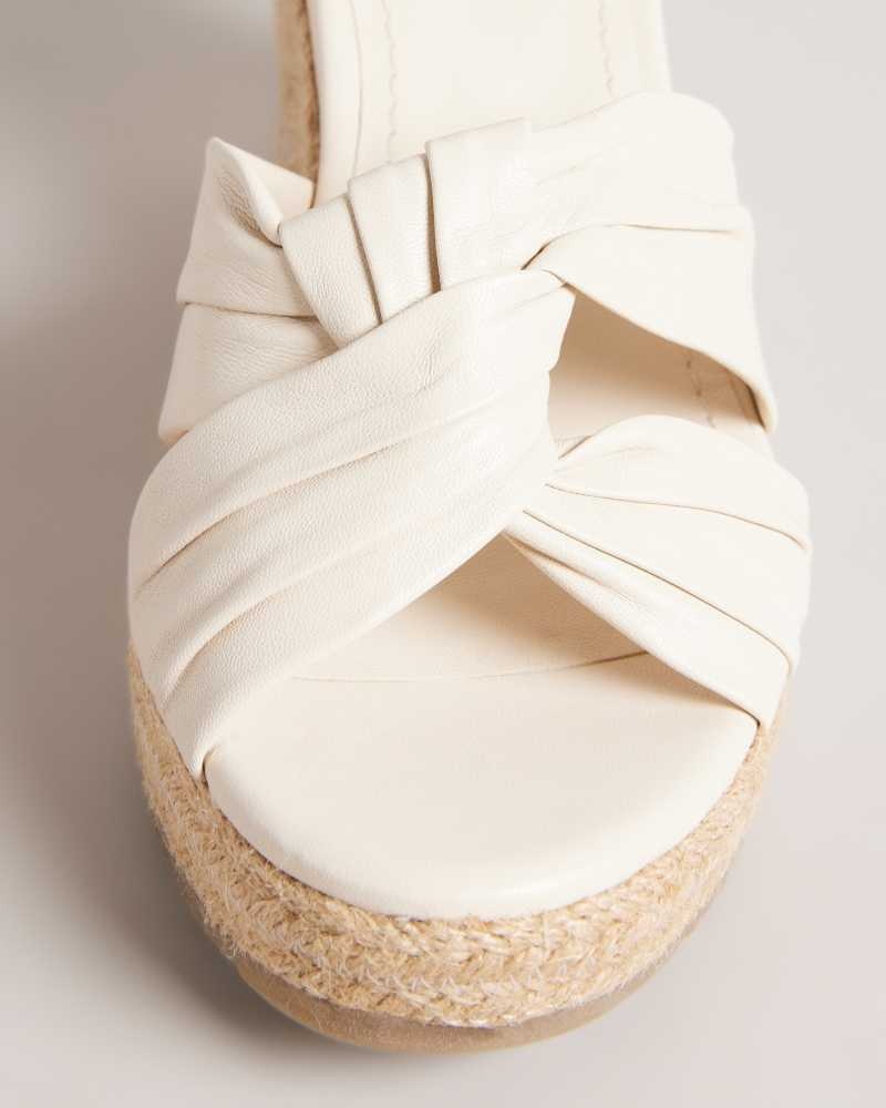 Ivory Ted Baker Carda Knotted Wedge Espadrille Sandals | US0002133