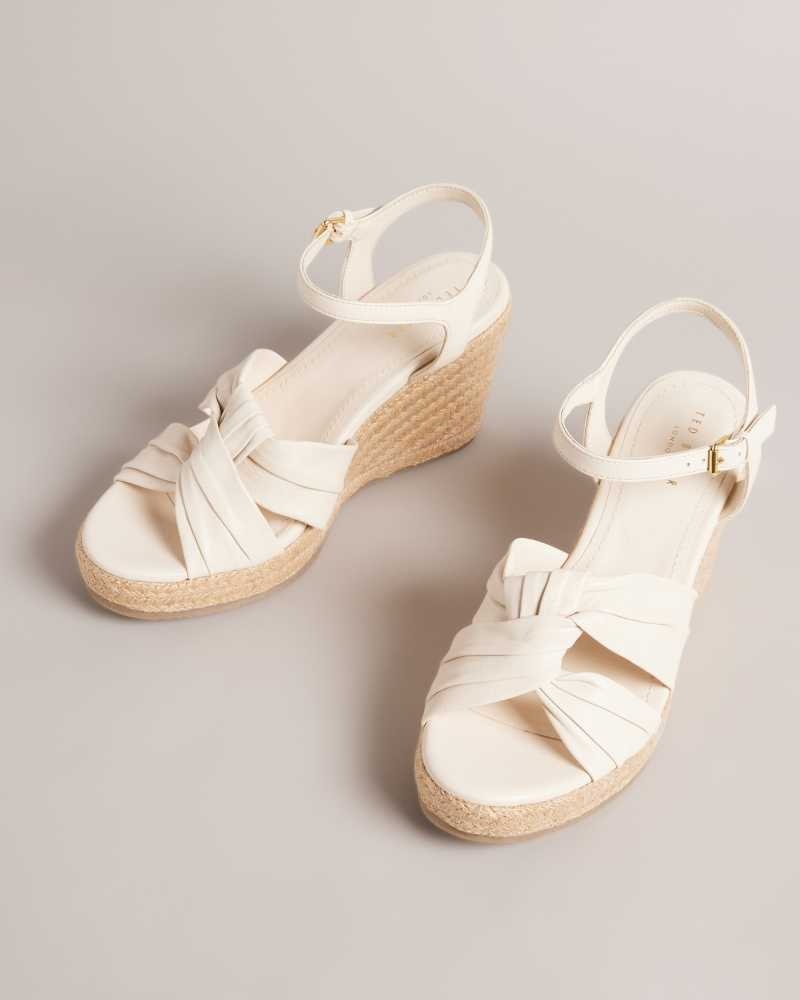 Ivory Ted Baker Carda Knotted Wedge Espadrille Sandals | US0002133