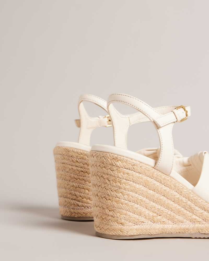 Ivory Ted Baker Carda Knotted Wedge Espadrille Sandals | US0002133