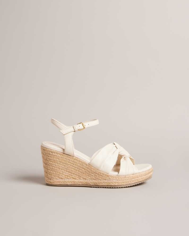 Ivory Ted Baker Carda Knotted Wedge Espadrille Sandals | US0002133