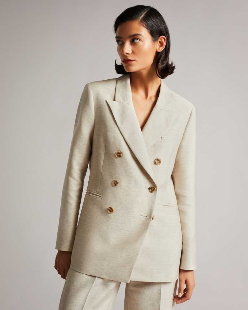 Ivory Ted Baker Darlon Relaxed Oversized Peak Lapel Blazer | US0000175