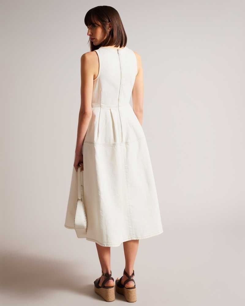 Ivory Ted Baker Eriie Sleeveless Full Skirted Dresses | US0000086