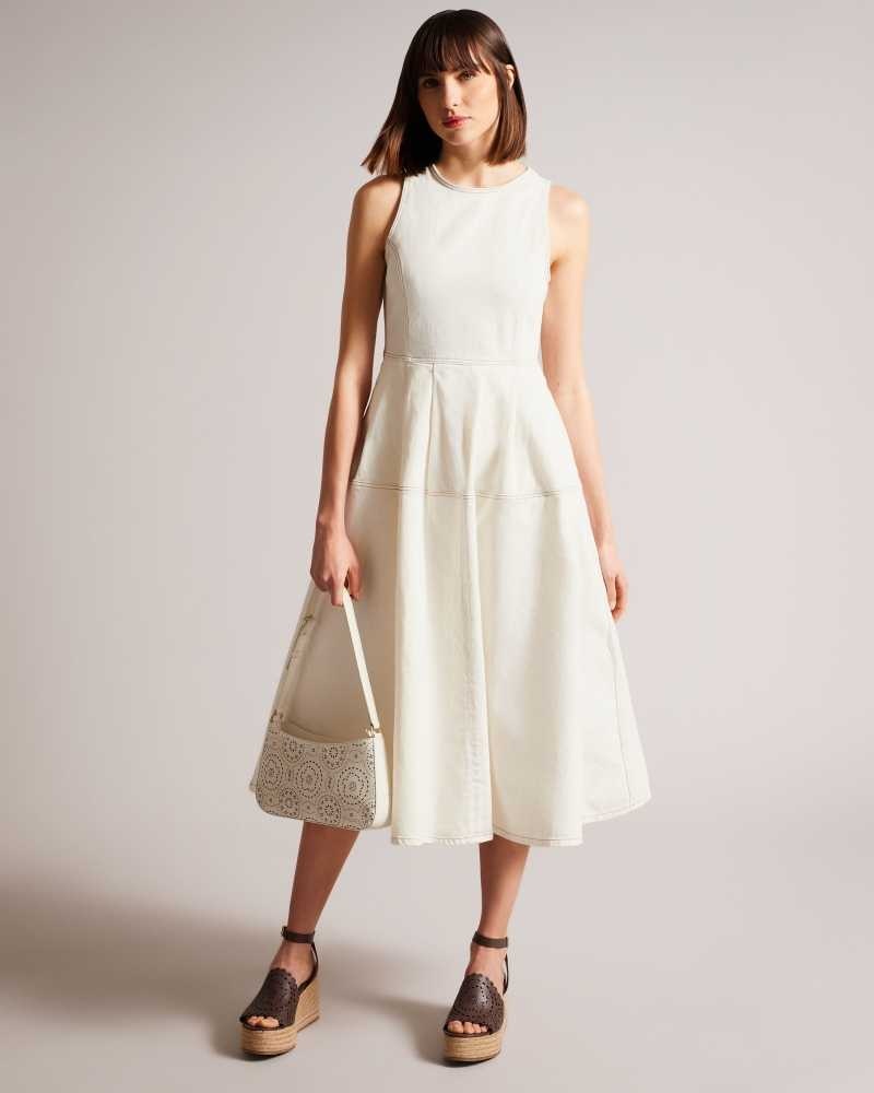 Ivory Ted Baker Eriie Sleeveless Full Skirted Dresses | US0000086