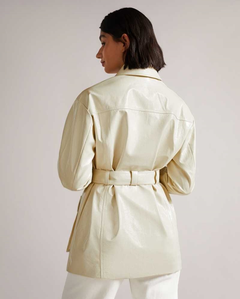 Ivory Ted Baker Foziey Textured Vinyl Field Jacket Jackets | US0000281