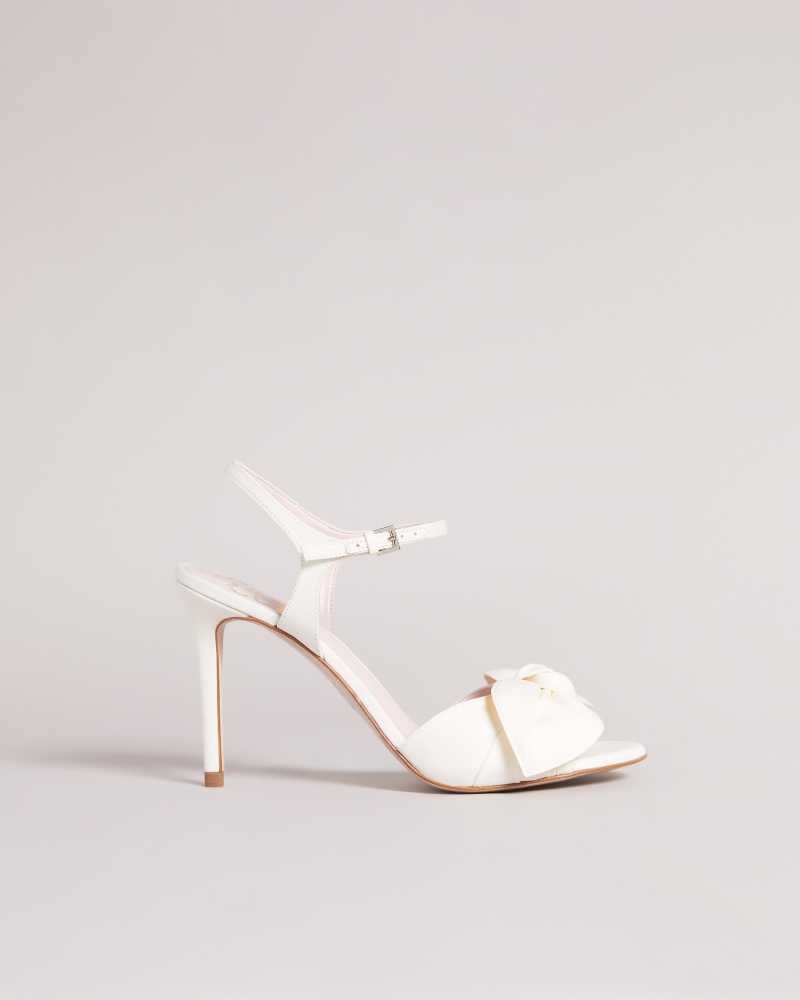 Ivory Ted Baker Heevia Moire Satin Bow Heeled Sandals | US0002137