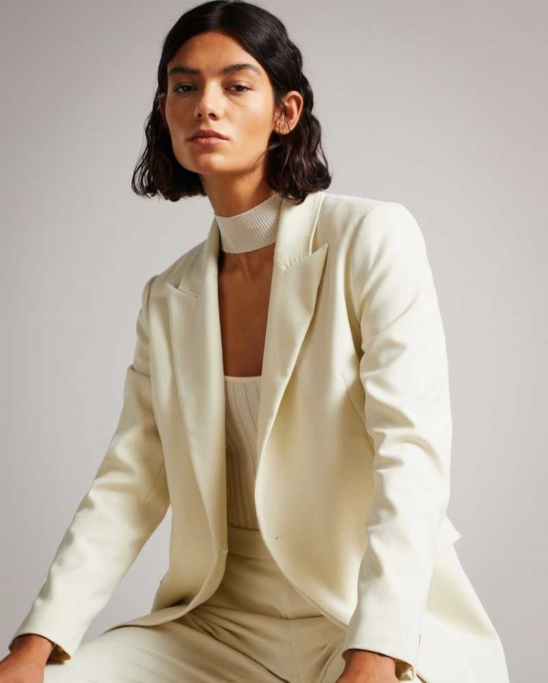 Ivory Ted Baker Joanni Peak Lapel Blazer With Waist Tab | US0000751