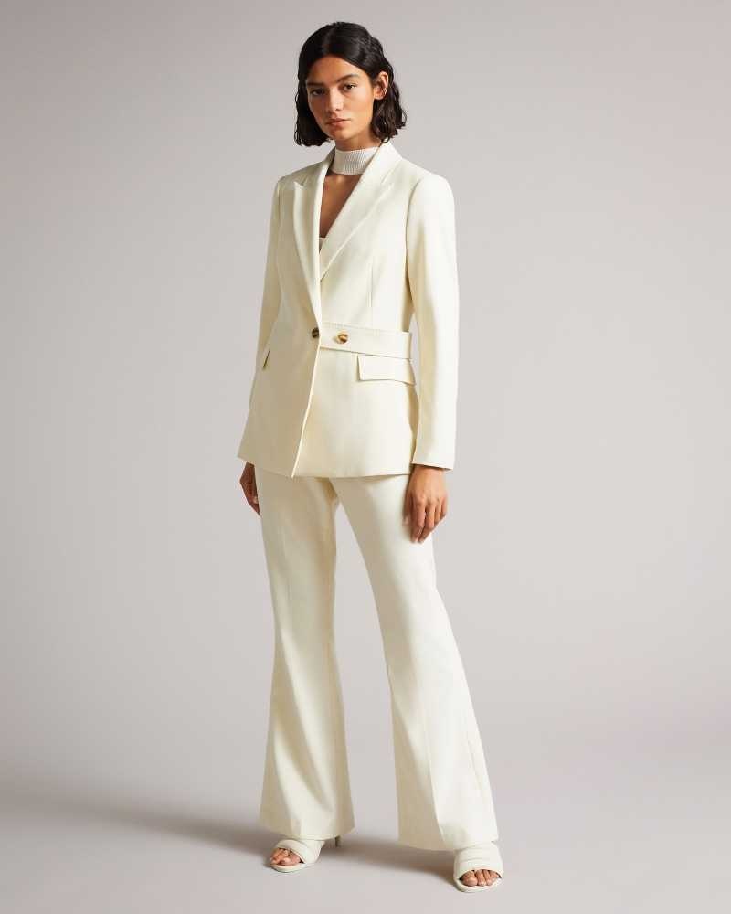 Ivory Ted Baker Joanni Peak Lapel Blazer With Waist Tab | US0000751