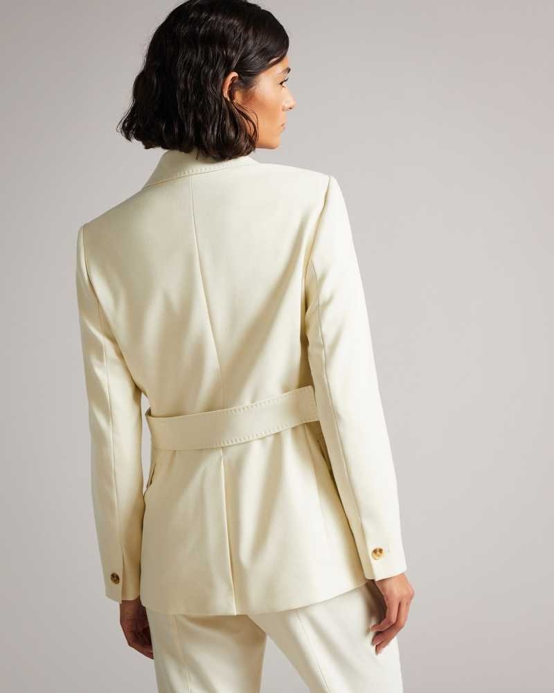 Ivory Ted Baker Joanni Peak Lapel Blazer With Waist Tab | US0000751