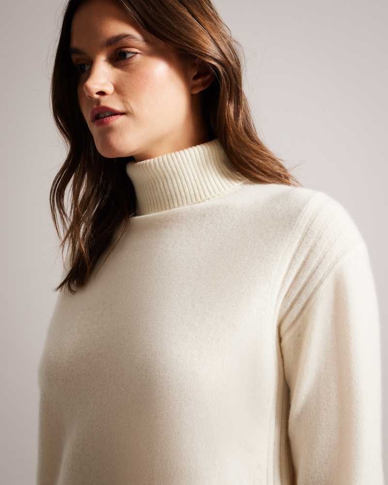 Ivory Ted Baker Ruthell Organic Cashmere Roll Neck Jumper | US0000380