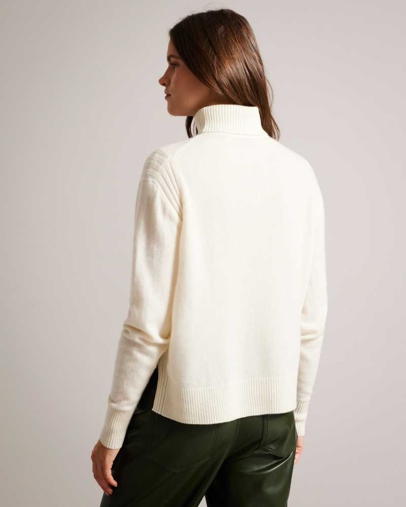 Ivory Ted Baker Ruthell Organic Cashmere Roll Neck Jumper | US0000380