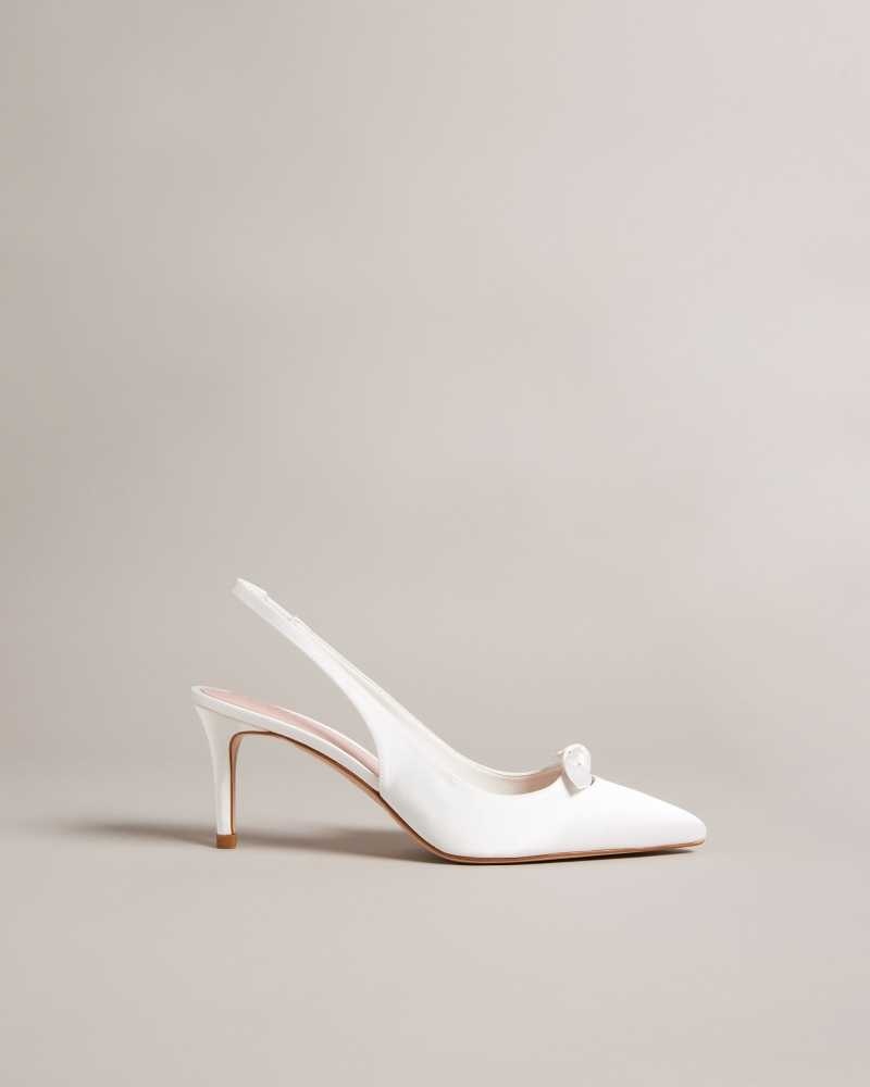 Ivory Ted Baker Tezzi Satin Bow Court Heels | US0002107