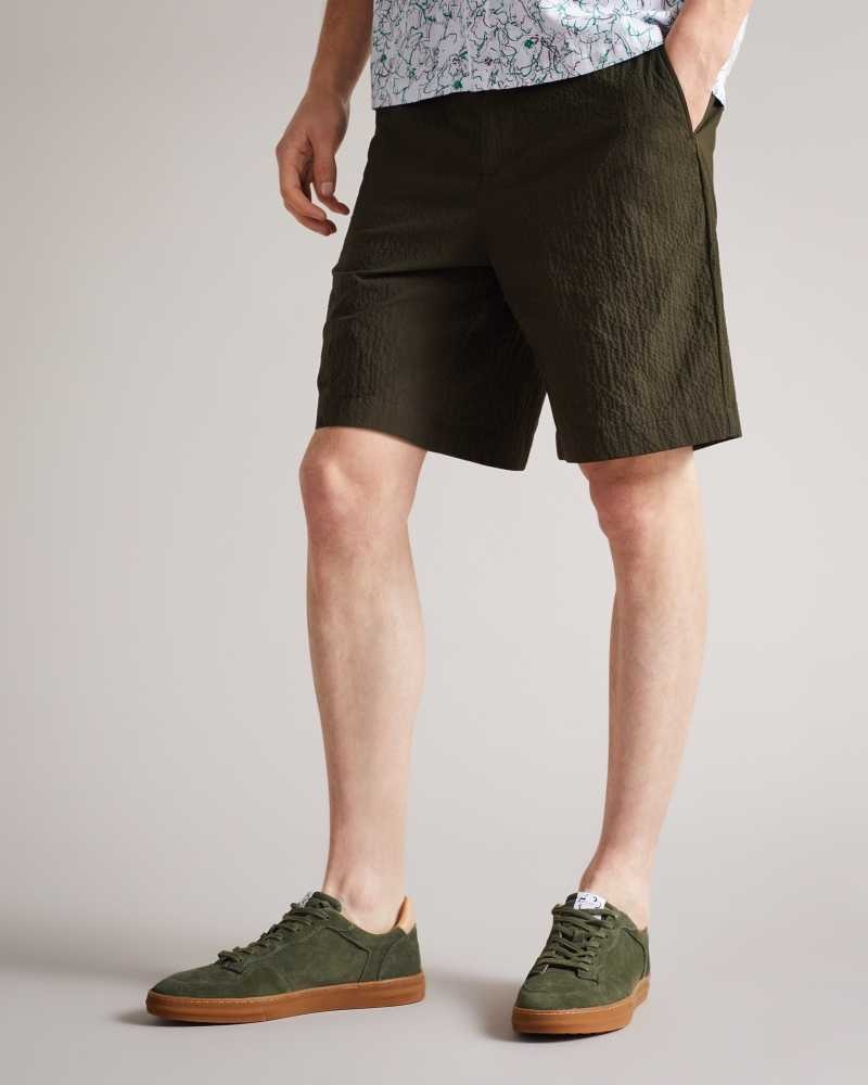 Khaki Ted Baker Keelby Seersucker Short | US0000661